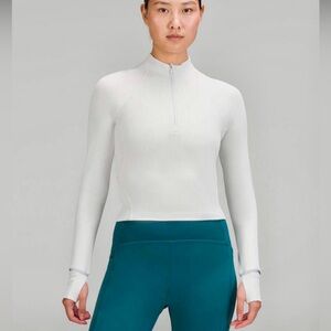 Lululemon It’s Rulu Ribbed Cropped Half Zip - Vapor. Like New. Size 4. Sold Out!